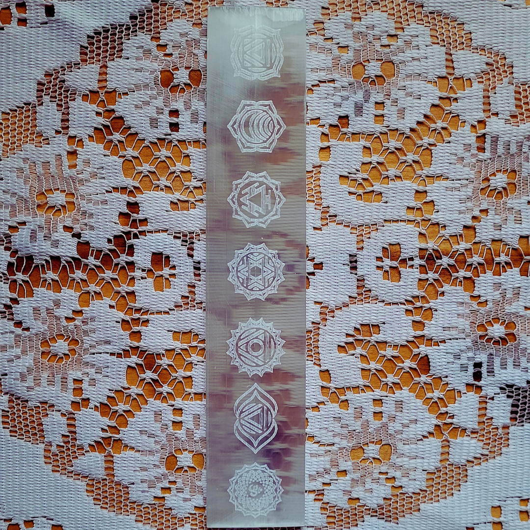 Selenite Crystal Charging Plate - 7 Chakra