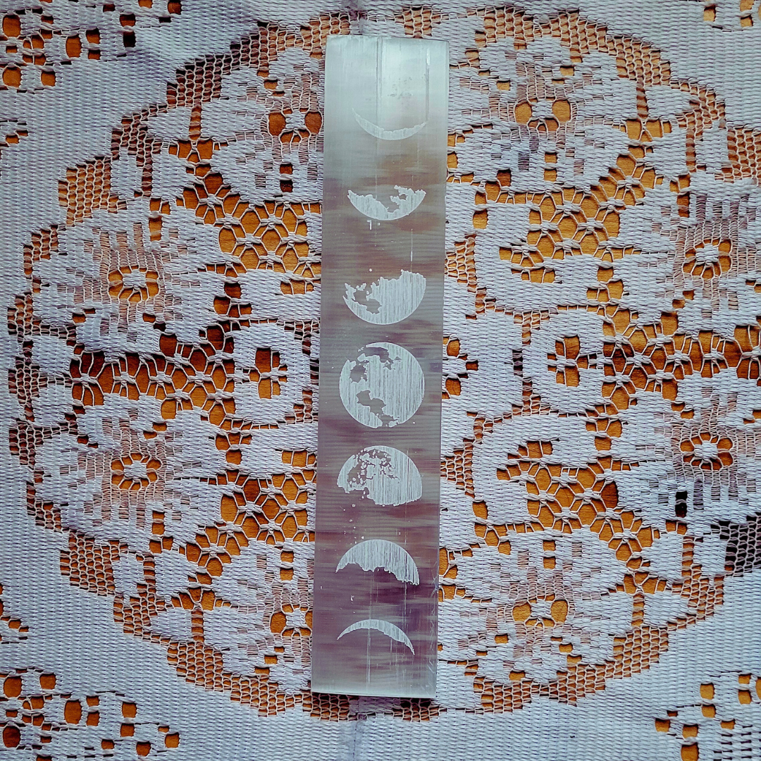 Selenite Crystal Charging Plate - Moon Phases