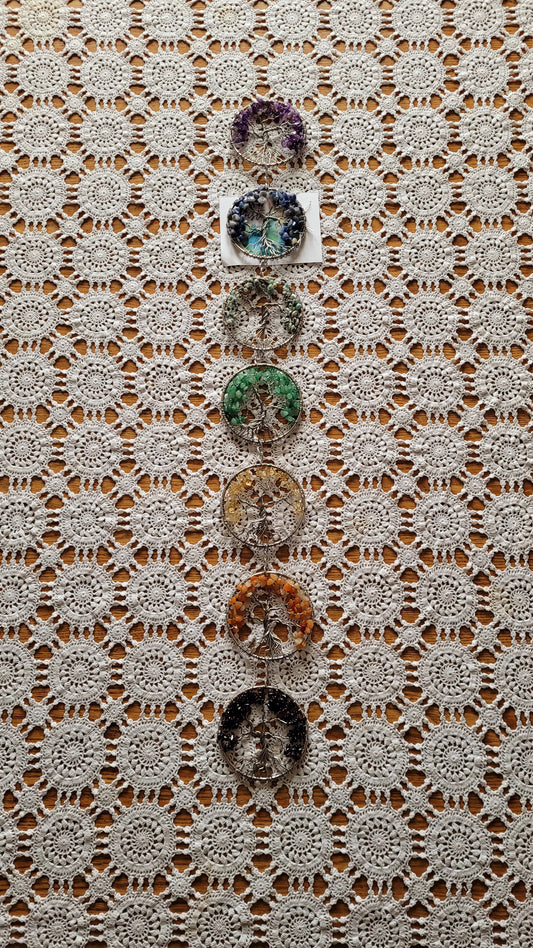 Chakra Tree of Life Wall Hanging - Silver