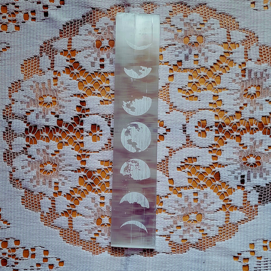 Selenite Crystal Charging Plate - Moon Phases